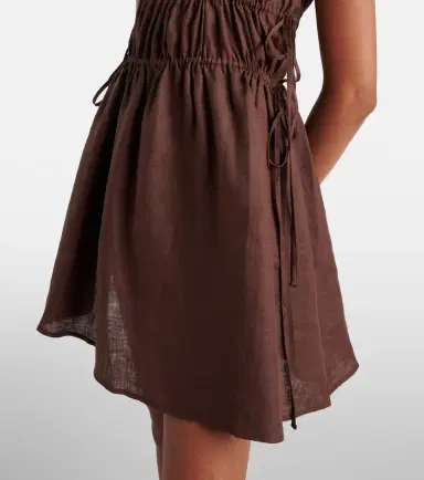 ASCENO Gathered linen minidress | Thumbnail 5
