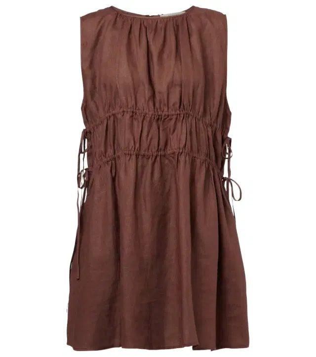 ASCENO Gathered linen minidress