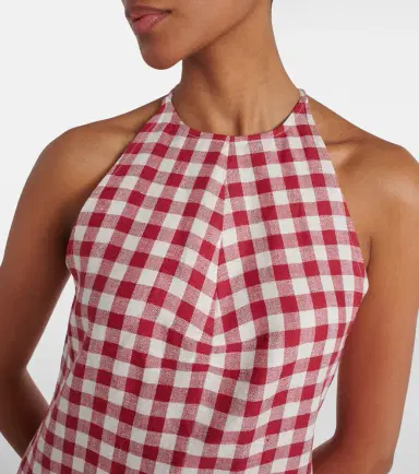 ASCENO Antiqua gingham linen minidress | Thumbnail 2