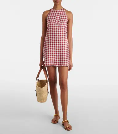 ASCENO Antiqua gingham linen minidress | Thumbnail 3