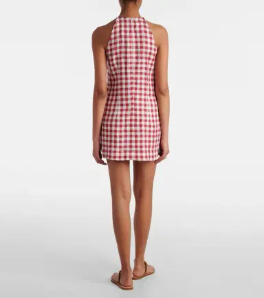 ASCENO Antiqua gingham linen minidress | Thumbnail 4