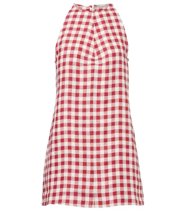 ASCENO Antiqua gingham linen minidress