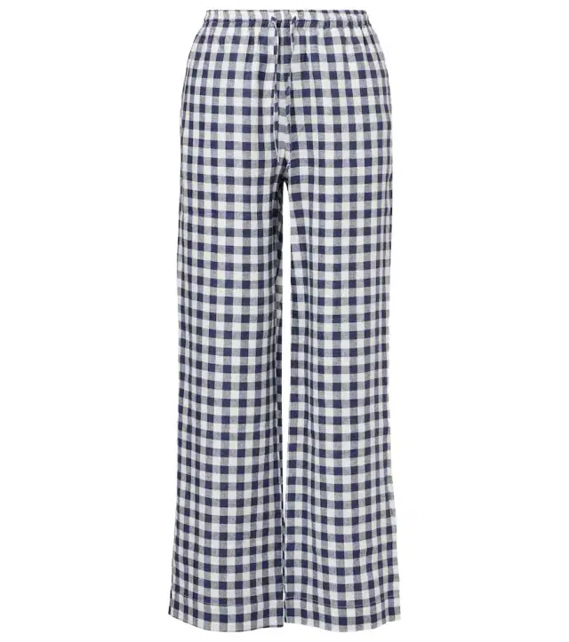 ASCENO Aurelia gingham linen wide-leg pants