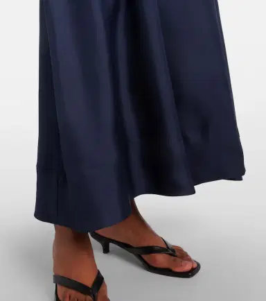 ASCENO Heather pleated silk twill maxi dress | Thumbnail 3