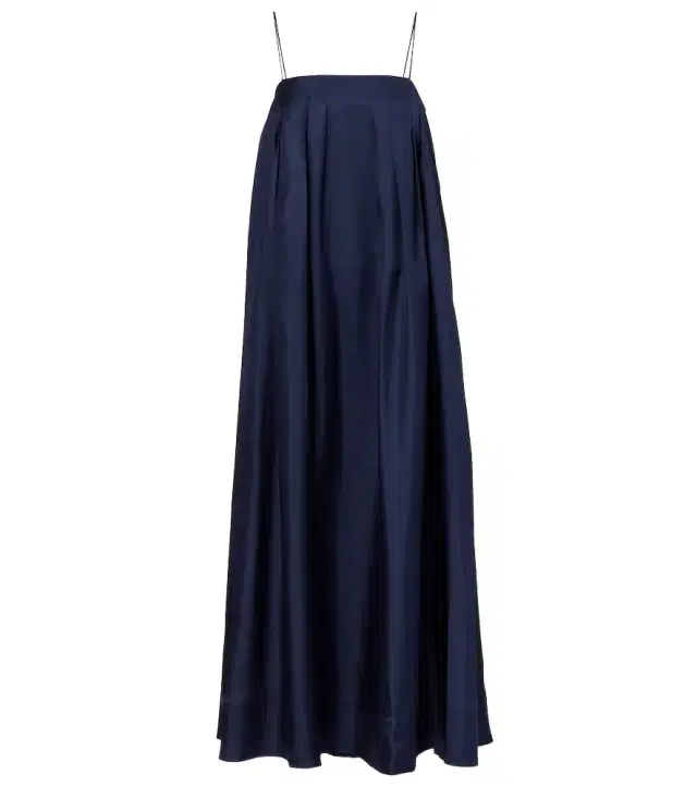 ASCENO Heather pleated silk twill maxi dress