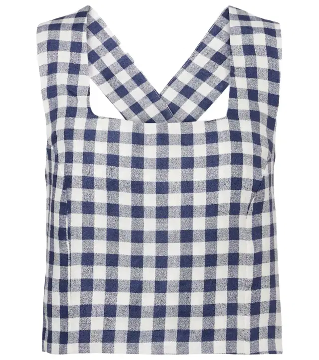 ASCENO Cozumel gingham linen crop top