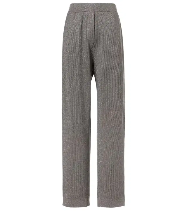 Brunello Cucinelli Cotton-blend lamé wide-leg pants