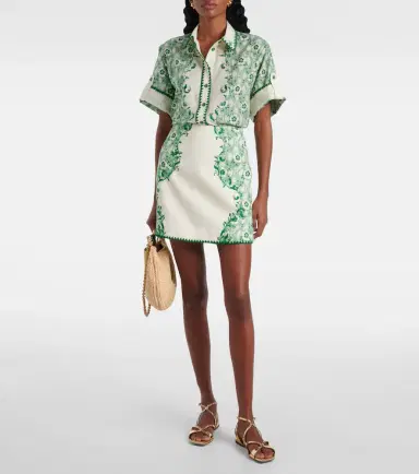 ALÉMAIS Alémais Olive printed cotton and silk shirt | Thumbnail 4