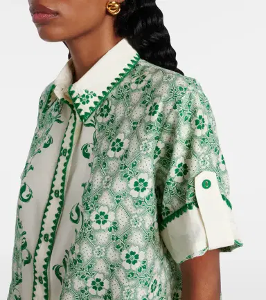 ALÉMAIS Alémais Olive printed cotton and silk shirt | Thumbnail 5