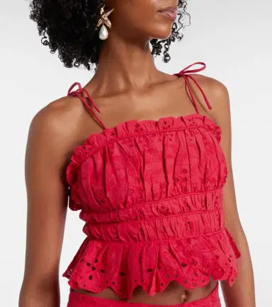 Melissa Odabash Broderie anglaise cropped cotton top | Thumbnail 4