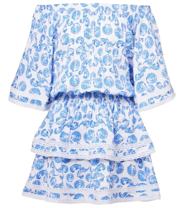 Melissa Odabash Micha printed tiered minidress