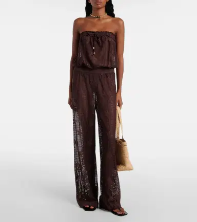 Melissa Odabash Viv off-shoulder cotton-blend jumpsuit | Thumbnail 3