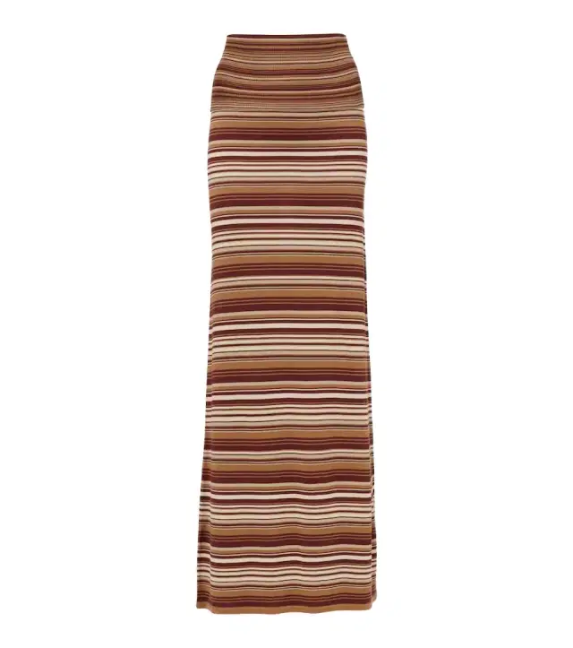 Aya Muse Knitted striped silk-blend maxi skirt
