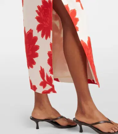SIR Floral linen midi skirt | Thumbnail 5