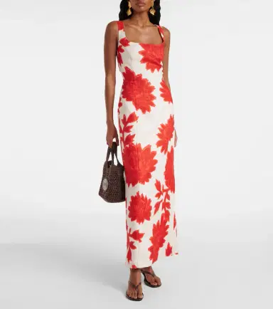 SIR Floral linen maxi dress | Thumbnail 4