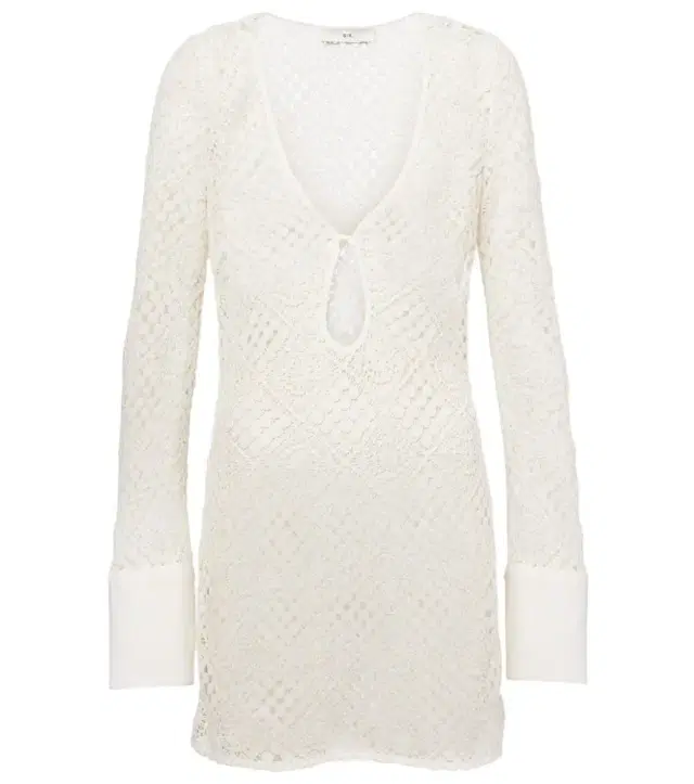 SIR Rayure crochet cotton minidress
