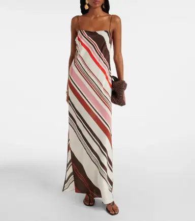SIR Thistle striped silk satin maxi dress | Thumbnail 4