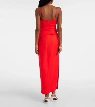 SIR Noemi ruched linen maxi dress | Thumbnail 5