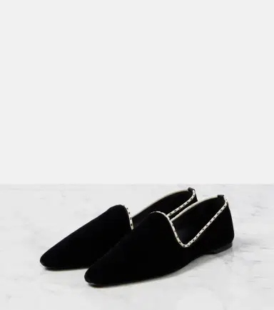 TOTEME Leather-lined velvet slippers | Thumbnail 3