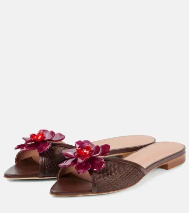 Malone Souliers Cyd crystal-embellished raffia slides | Thumbnail 3