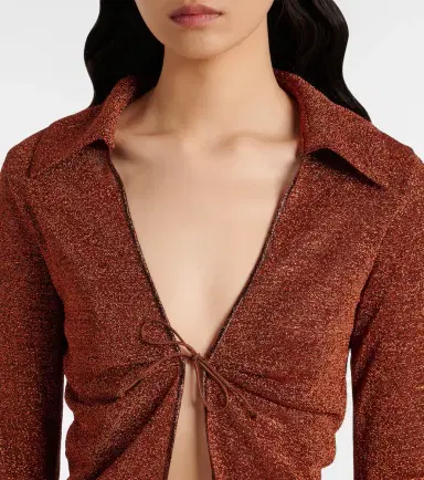 Oséree Oséree Lumière Plumage feather-trimmed blouse | Thumbnail 2