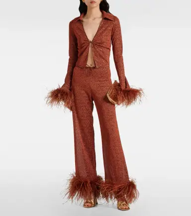 Oséree Oséree Lumière Plumage feather-trimmed blouse | Thumbnail 3