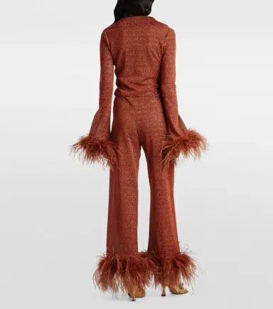 Oséree Oséree Lumière Plumage feather-trimmed blouse | Thumbnail 4