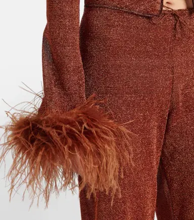 Oséree Oséree Lumière Plumage feather-trimmed blouse | Thumbnail 5