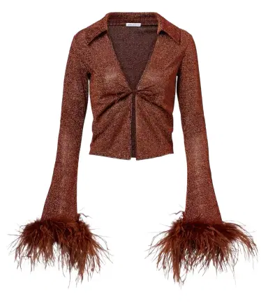 Oséree Oséree Lumière Plumage feather-trimmed blouse | Thumbnail 1