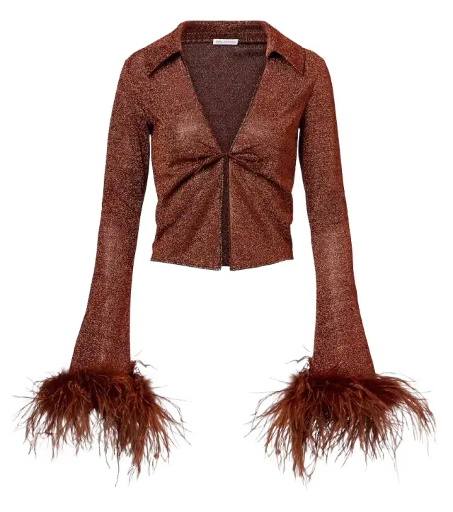 Oséree Oséree Lumière Plumage feather-trimmed blouse