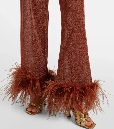 Oseree Oséree Lumière Plumage feather-trimmed straight pants | Thumbnail 5