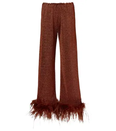 Oseree Oséree Lumière Plumage feather-trimmed straight pants | Thumbnail 1