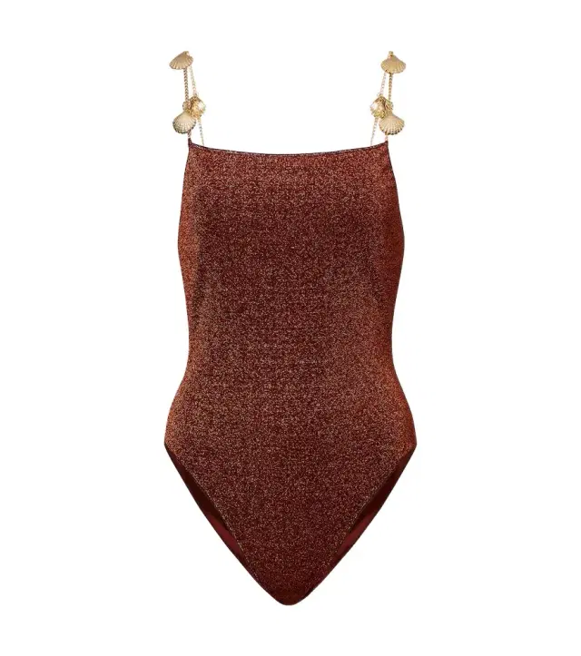 Oséree Oséree Lumière Shells embellished swimsuit