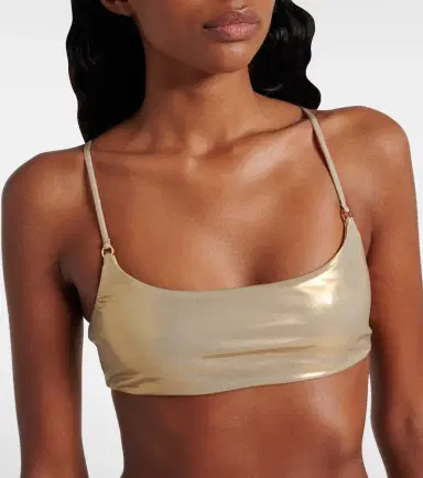 Jade Swim Hinge metallic bikini top | Thumbnail 2
