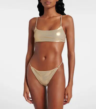 Jade Swim Hinge metallic bikini top | Thumbnail 4