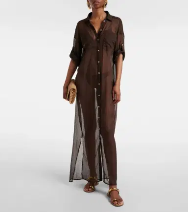 JADE SWIM Mika sheer shirt dress | Thumbnail 3
