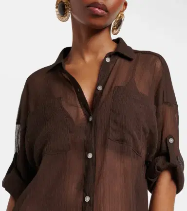 JADE SWIM Mika sheer shirt dress | Thumbnail 5