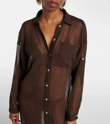 JADE SWIM Mika sheer shirt dress | Thumbnail 6