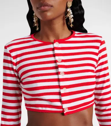 JADE SWIM Striped cropped terry cardigan | Thumbnail 3