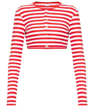 JADE SWIM Striped cropped terry cardigan | Thumbnail 1