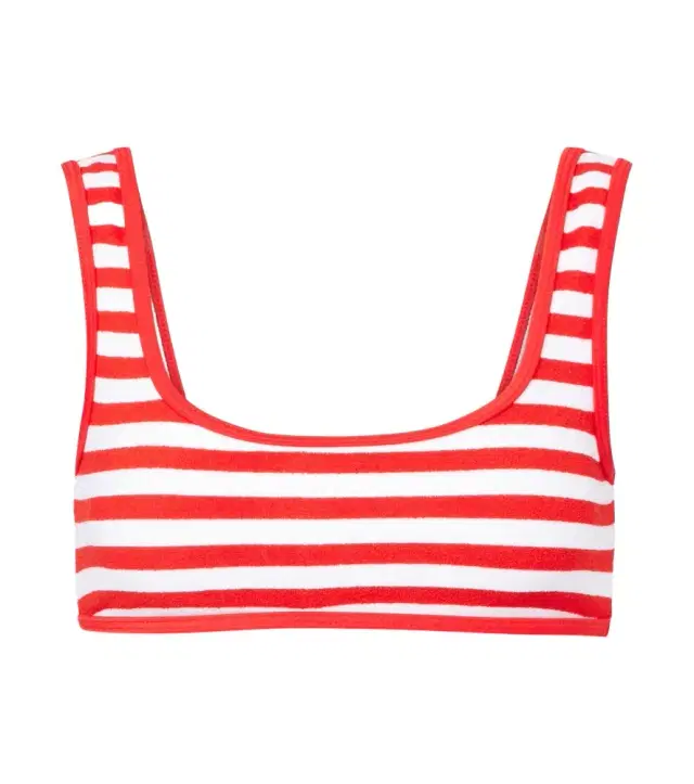 JADE SWIM Rounded Edges striped terry bikini top