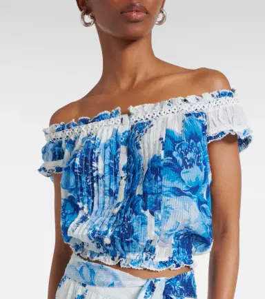 Poupette St Barth Alba floral off-shoulder cotton top | Thumbnail 3