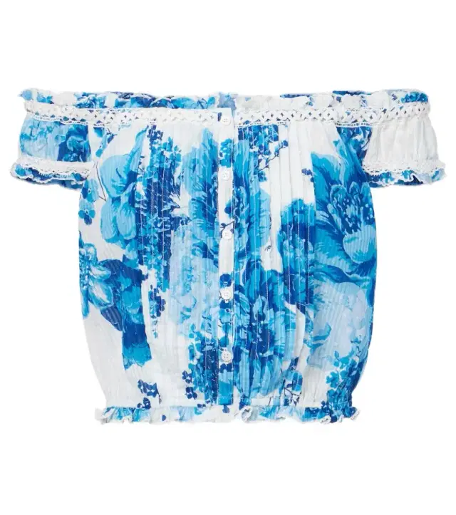 Poupette St Barth Alba floral off-shoulder cotton top
