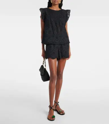 Poupette St Barth Broderie anglaise cotton top | Thumbnail 2
