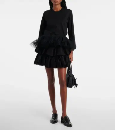 Noir Kei Ninomiya Tiered cotton miniskirt | Thumbnail 3