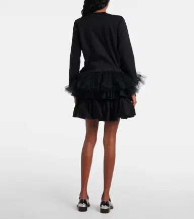Noir Kei Ninomiya Tulle-trimmed cotton jersey top | Thumbnail 5