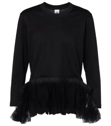 Noir Kei Ninomiya Tulle-trimmed cotton jersey top | Thumbnail 1
