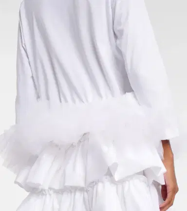 Noir Kei Ninomiya Tulle-trimmed cotton jersey top | Thumbnail 2