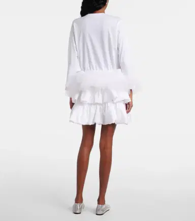 Noir Kei Ninomiya Tulle-trimmed cotton jersey top | Thumbnail 3