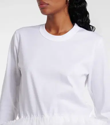 Noir Kei Ninomiya Tulle-trimmed cotton jersey top | Thumbnail 5